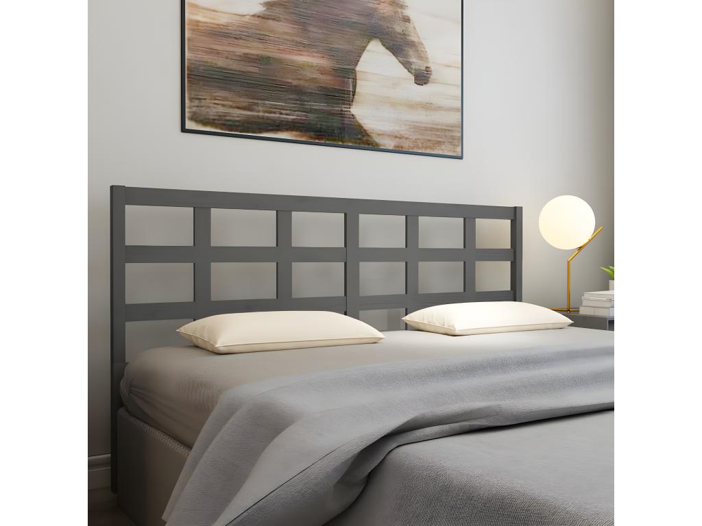Grey Headboard 205.5x4x100 cm Solid Pine Wood