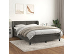 Upholstered bed base and mattress, dark grey, 140x200cm, velvet, 46358TPGG