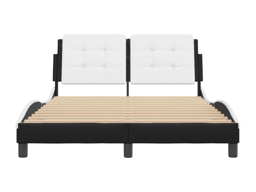 Black and white bed frame without mattress, 120x200 cm, faux leather, 98732SEII