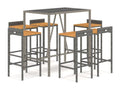 Bohometop 69060CFTC 7-Piece Grey Poly Rattan/Solid Wood Garden Bar Set