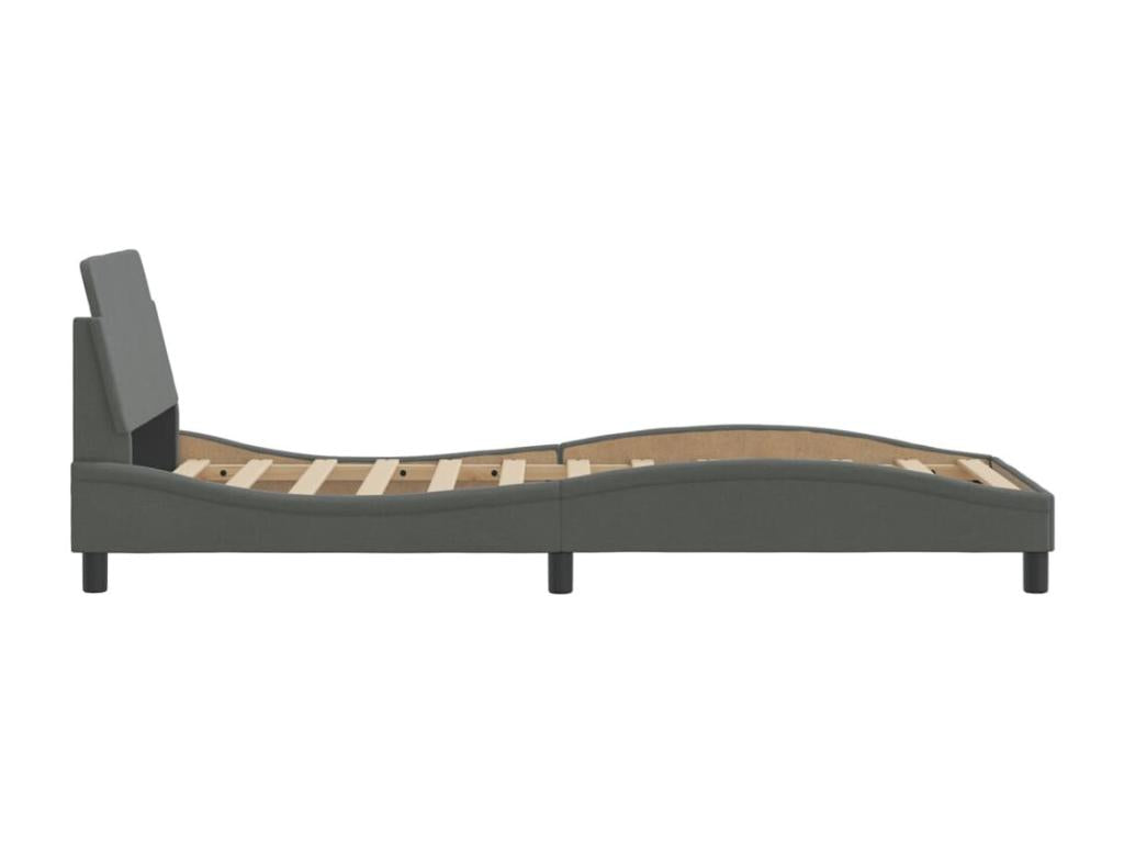 Bed frame without mattress, dark grey, 90x190 cm, fabric, 49466IZGO