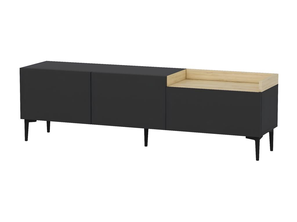 Bohometop TV stand, 160cm wide, light wood and anthracite, 74077DGFW