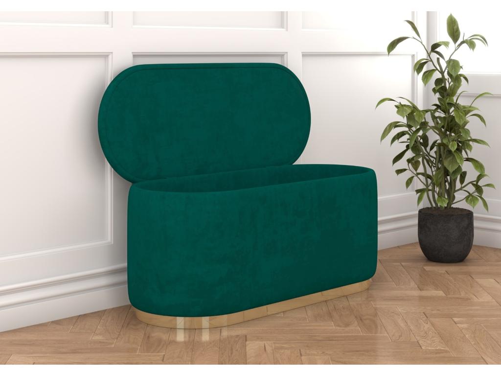 Homelumiere oval pouf with storage on a gold base / 110 cm / green