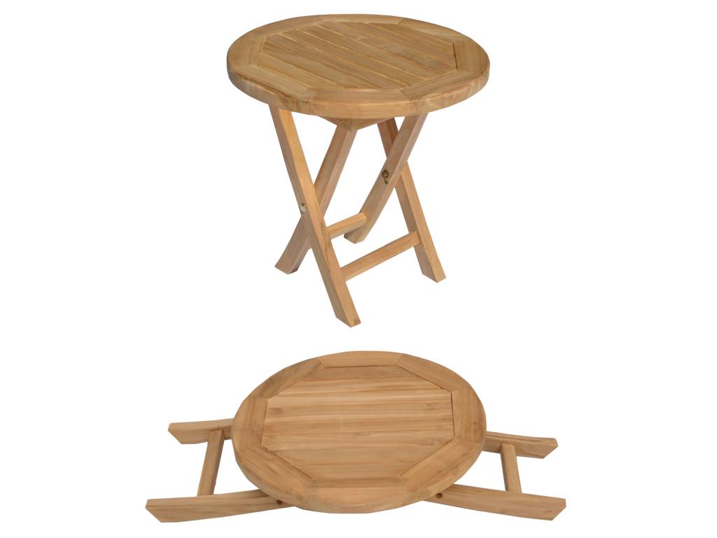 Folding teak sun lounger set with side table Bohometop 56486GXRV