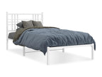 Metal bed frame with white headboard, 107x203 cm, 51475EJEA