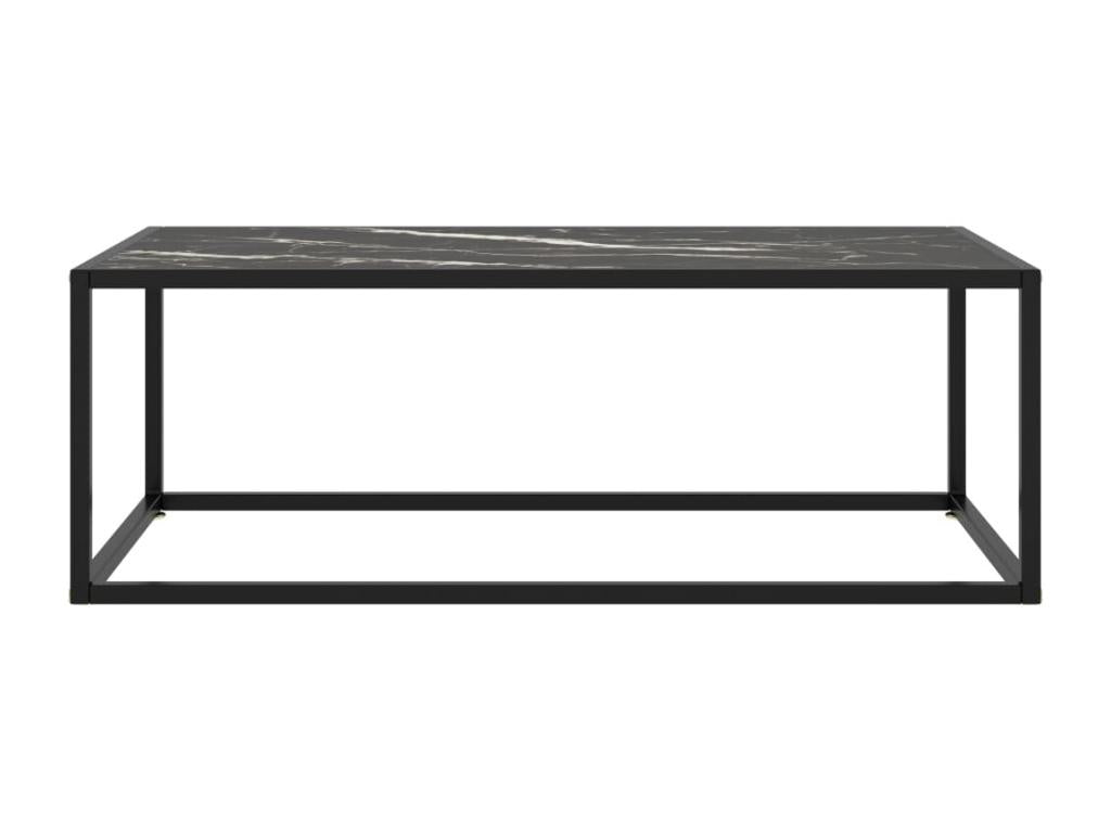 Black coffee table with black marble top, 100x50x35 cm