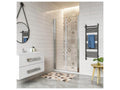 Hinged shower door 110x187cm in 6mm anti-limescale glass with white shower tray 110x80x3cm 44969IXQY