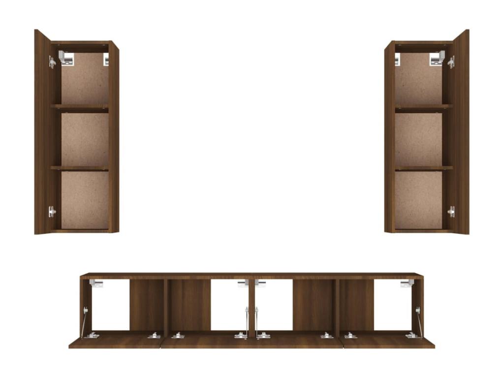 4-piece TV furniture set, brown oak, engineered wood
