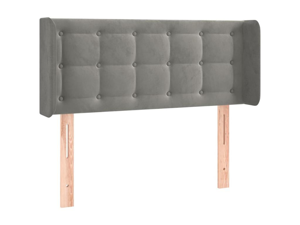 Headboard with wings, light grey, 93x16x78-88 cm, velvet, 76332WURF