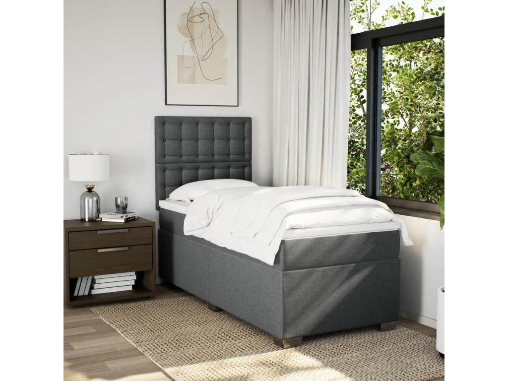 Bohometop bed base and mattress, dark grey, 90x190 cm, fabric, 89079WNFM