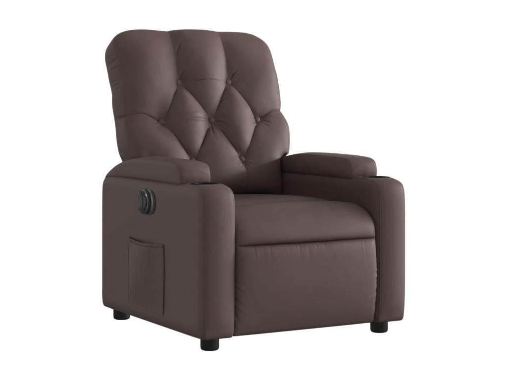 Electric Recliner Chair, Brown Faux Leather, 65735LSYG