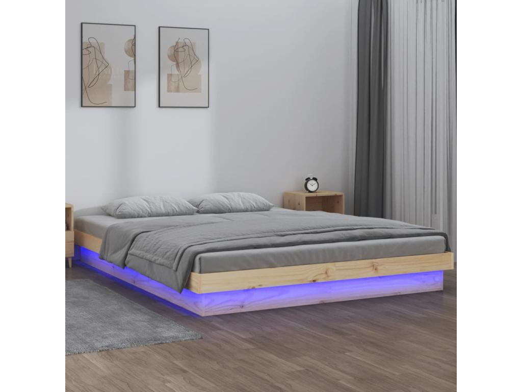 LED bed frame 140x200 cm solid wood 93008GWMF