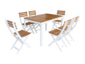 Bohometop garden table with rounded corners - 6 chairs - white - 120x80x75 cm 13791MYYM