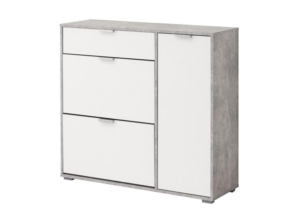 Bohometop Shoe Cabinet - 2 compartments, 1 door / 1 drawer - White/concrete finish 79207MIWT