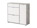 Bohometop Shoe Cabinet - 2 compartments, 1 door / 1 drawer - White/concrete finish 79207MIWT