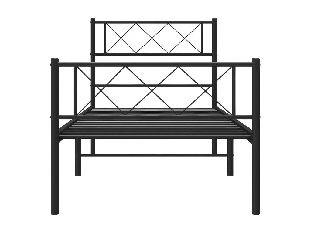 Metal bed frame with headboard and footboard, black, 90x200 cm, 58076CMGI