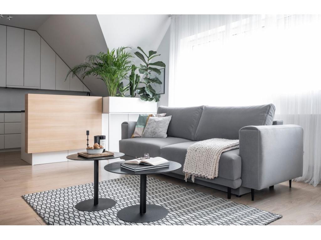 Bohometop 260cm 37200KJVG 4-seater designer convertible sofa in burgundy velvet with black metal legs