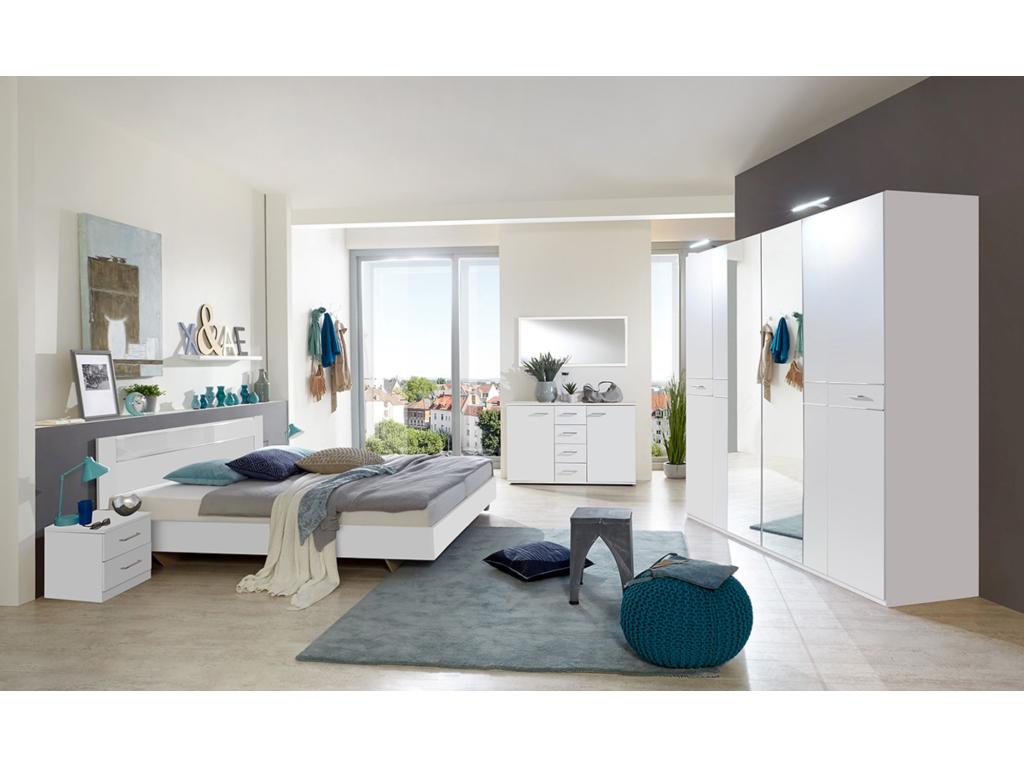 Complete adult bedroom set: adult bed (180x200 cm), wardrobe, 2 bedside tables