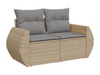 5-piece garden furniture set with cushions, beige wicker resin, 53600AKCG