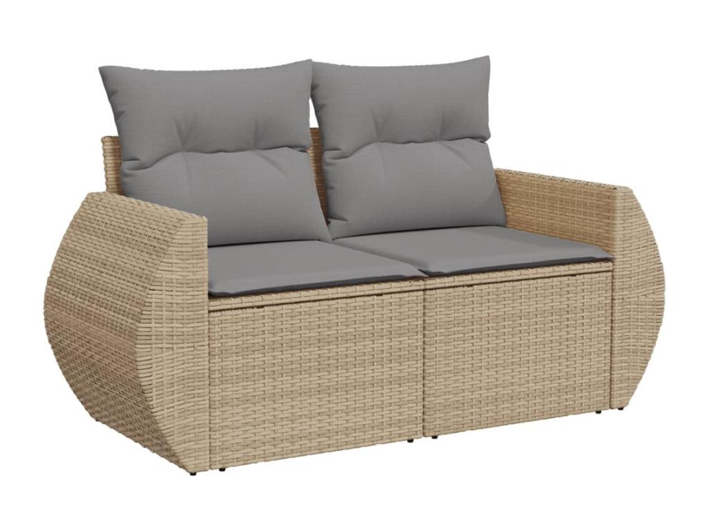 5-piece garden furniture set with cushions, beige wicker resin, 53600AKCG