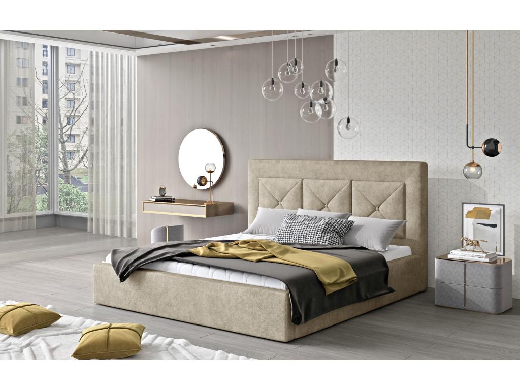 Homelumiere Upholstered Double Bed in Grey Fabric - 180x200cm - Storage Box Version