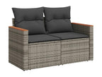 7-piece garden furniture set with cushions, grey woven resin, 99382FZSN