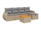 Bohometop 6-piece garden furniture set with cushions, beige wicker resin, 15178KNXL