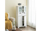 Bathroom Column 60x30x128 cm Tall Cabinet with Adjustable Shelves for Living Room Kitchen White