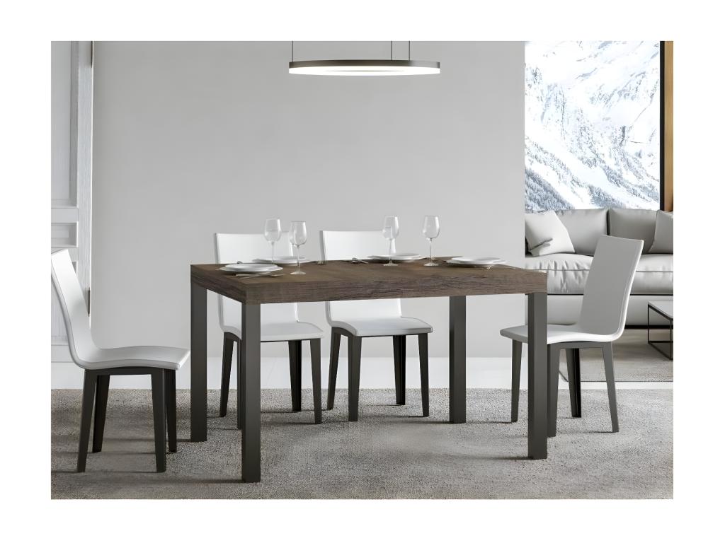 Homelumiere 180cm Rectangular Dining Table in Dark Wood and Anthracite Metal