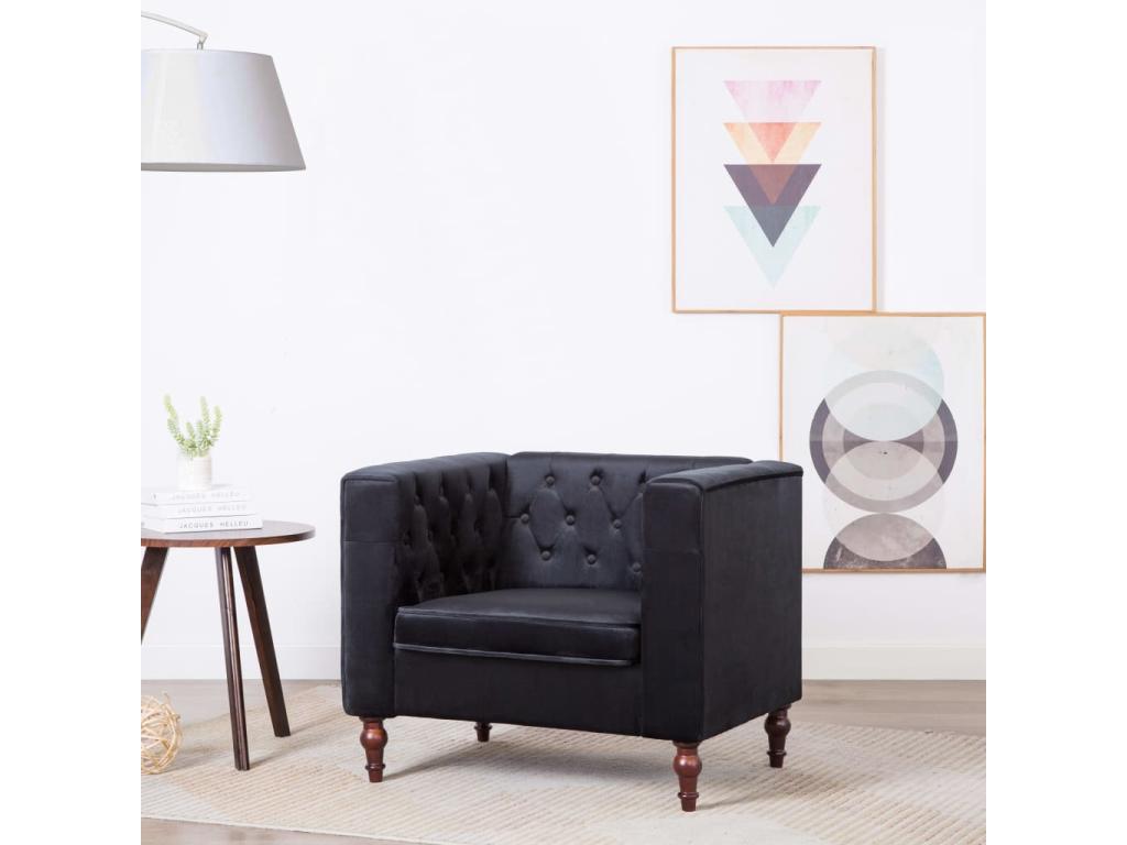 Black velvet armchair