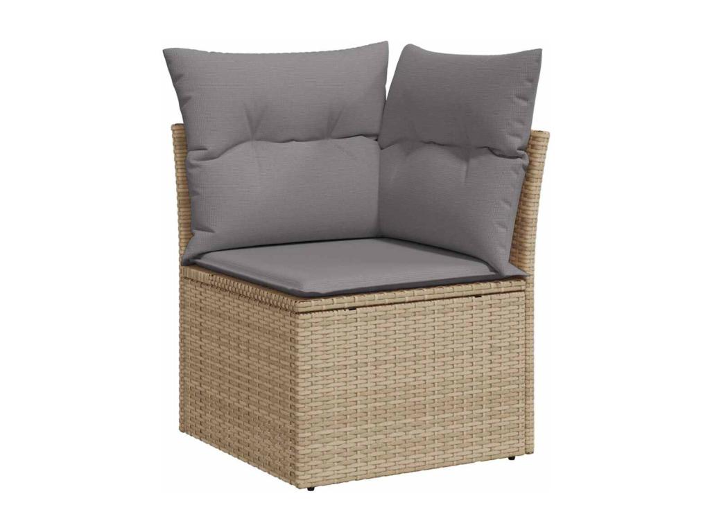 8-piece garden furniture set with cushions, beige wicker resin, 90200JCZU