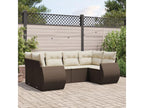6-piece garden furniture set with cushions, brown woven resin