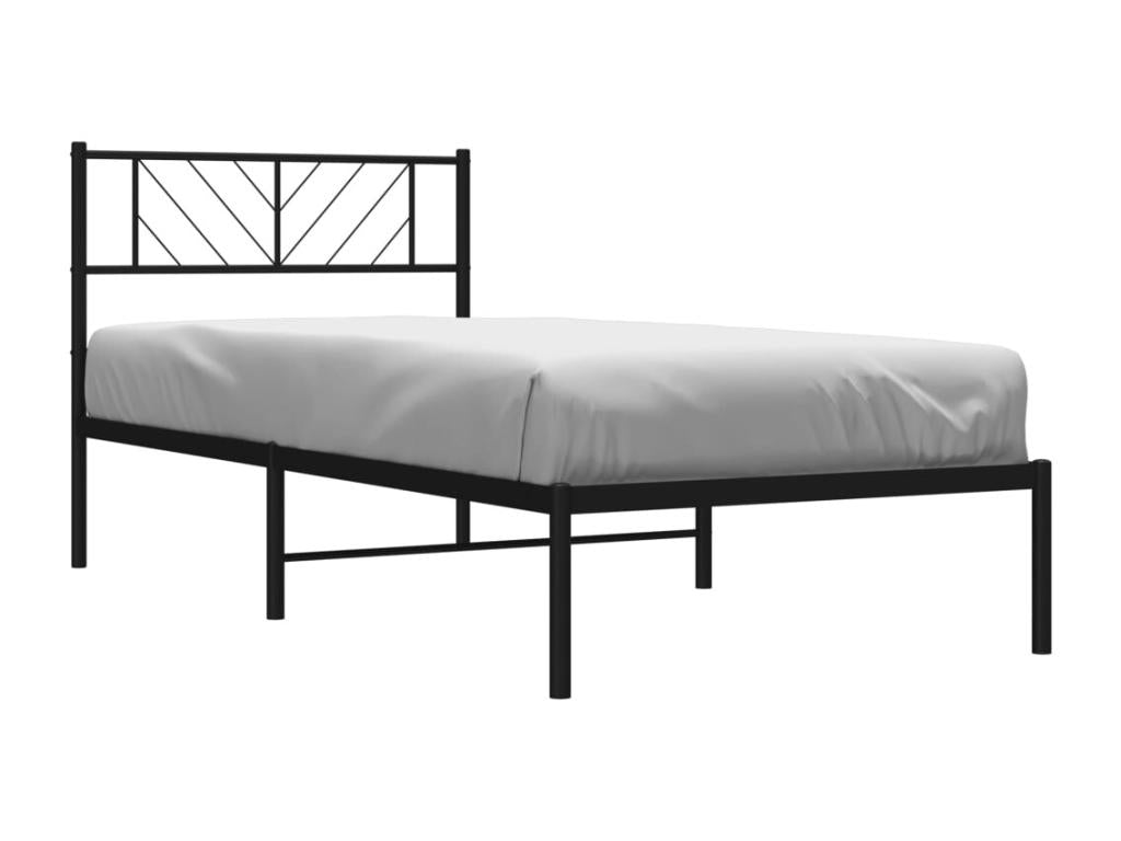 Metal bed frame with black headboard 107x203 cm 69582GVAB