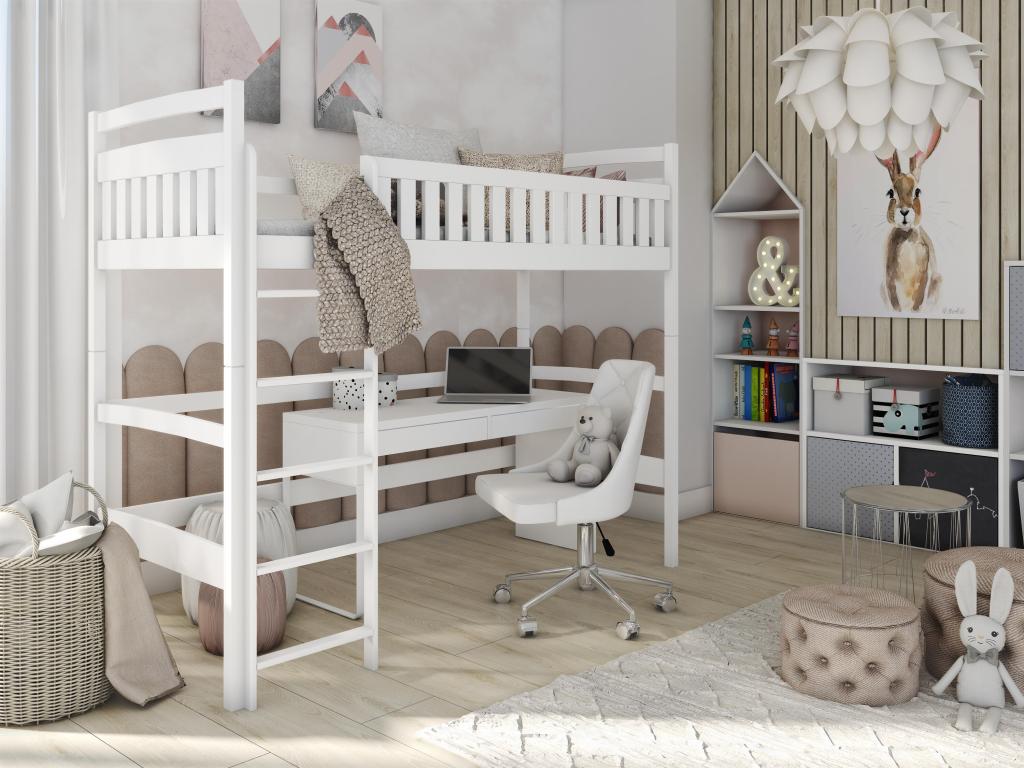 Bohometop Loft Bed LB001 80x160 cm White 37907IMHA