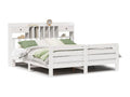 White bookcase bed without mattress, 200x200 cm, solid pine wood, 30725HELE