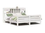 White bookcase bed without mattress, 200x200 cm, solid pine wood, 30725HELE