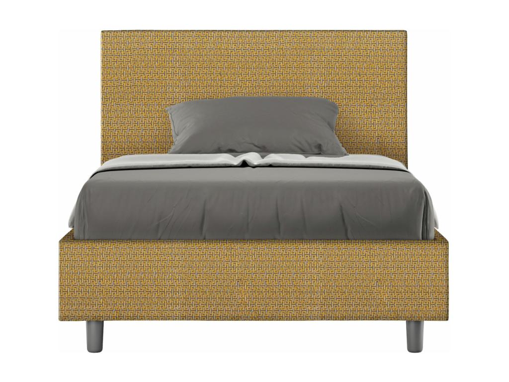 Single bed without slatted base, upholstered, 120x190 cm, Labirinto 6 yellow fabric, Homelumiere