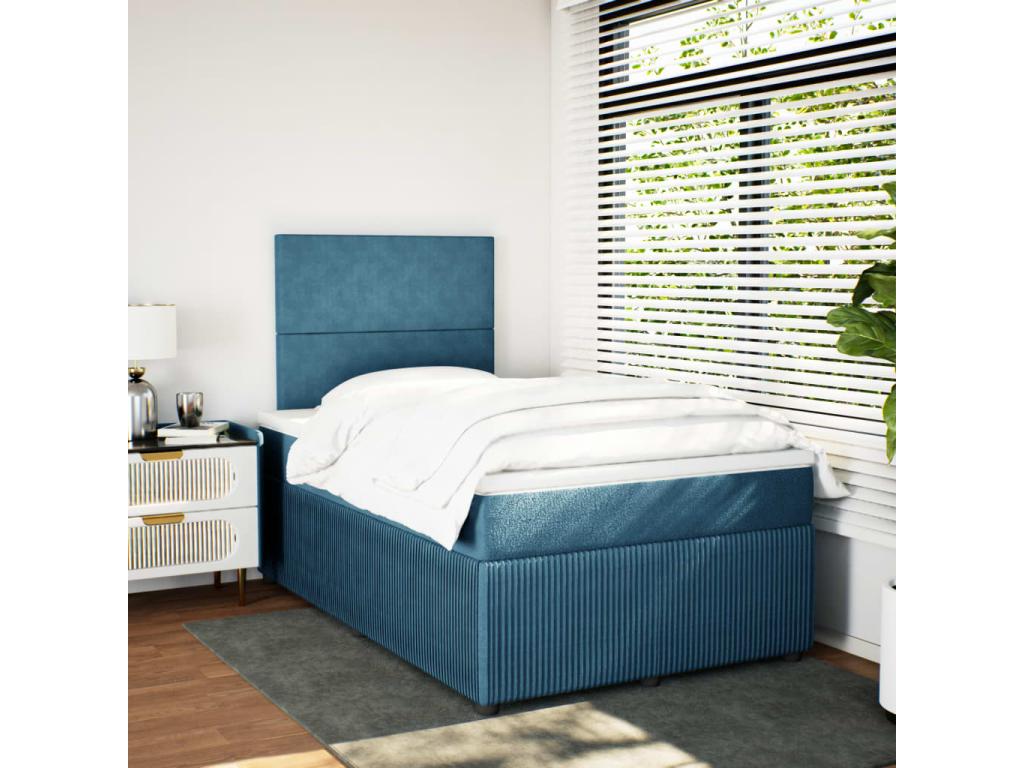 Bohometop bed base and mattress, blue, 120x190 cm, velvet, 62128LORI