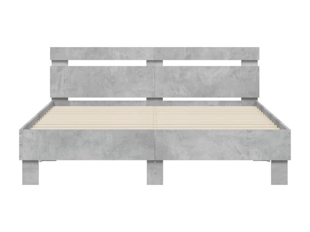 Bed frame with headboard and LED lighting, concrete grey, 140x190 cm
