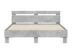 Bed frame with headboard and LED lighting, concrete grey, 140x190 cm