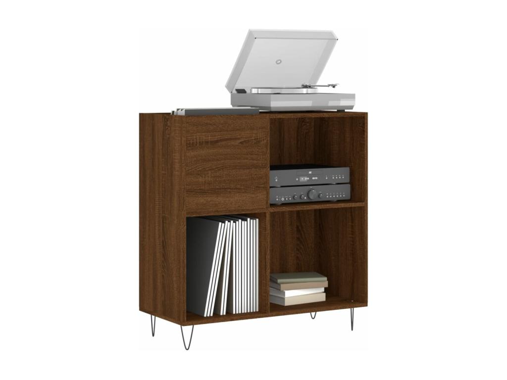 Brown oak record cabinet, 84.5x38x89 cm, engineered wood