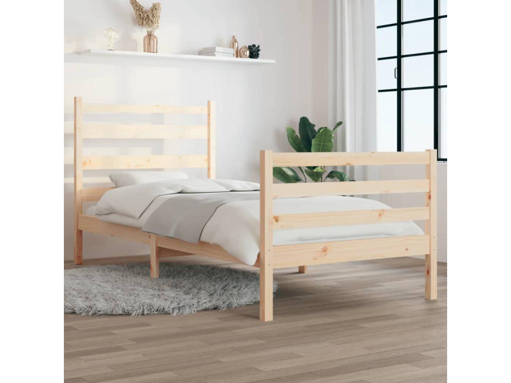 Bed frame without mattress, solid pine wood, 100x200 cm, 63165AFEI