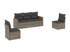5-piece garden furniture set with grey resin wicker cushions 82486DORM