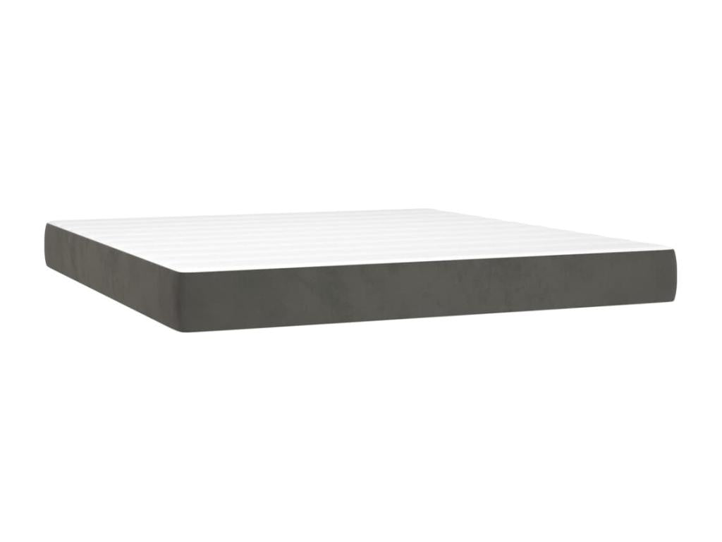 Upholstered bed base with mattress and LED lighting, Dark Grey, 180x200 cm, Velvet, 93374MXWW