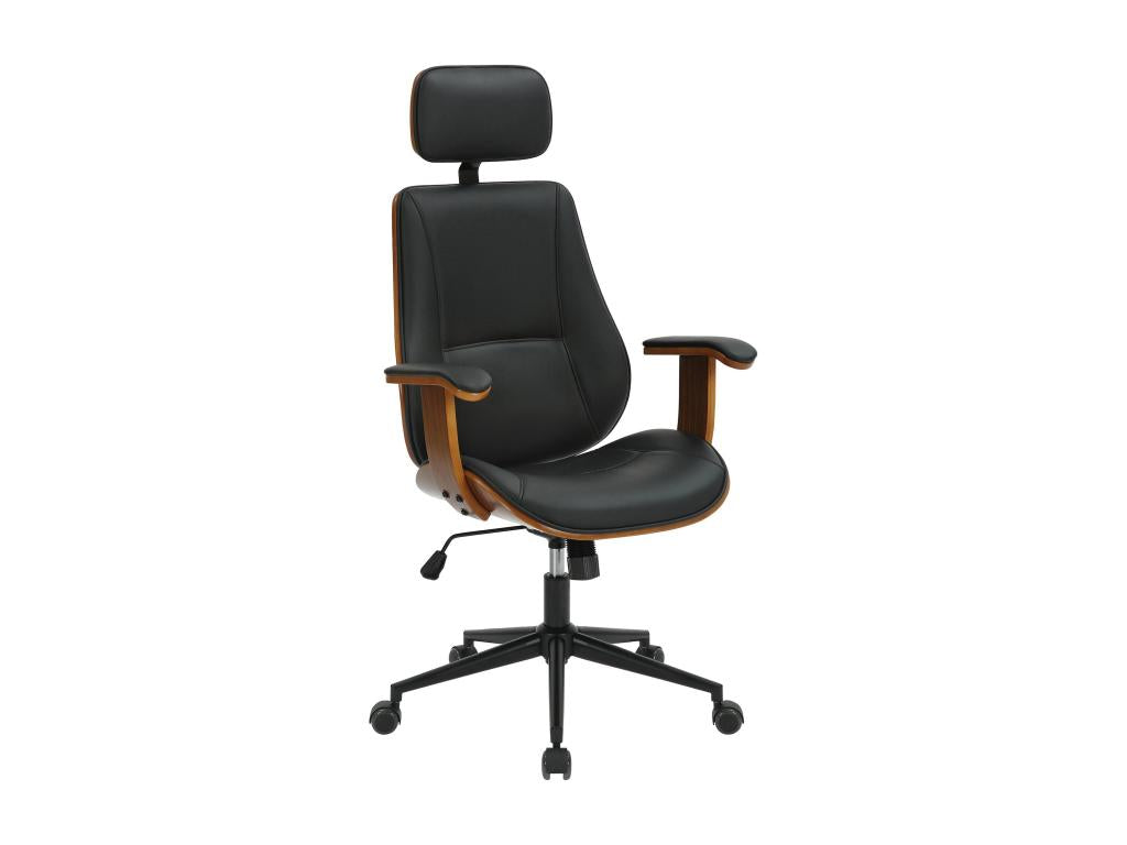 Office chair - Faux leather / Metal - Walnut / Black - Bohometop 37158WHHN